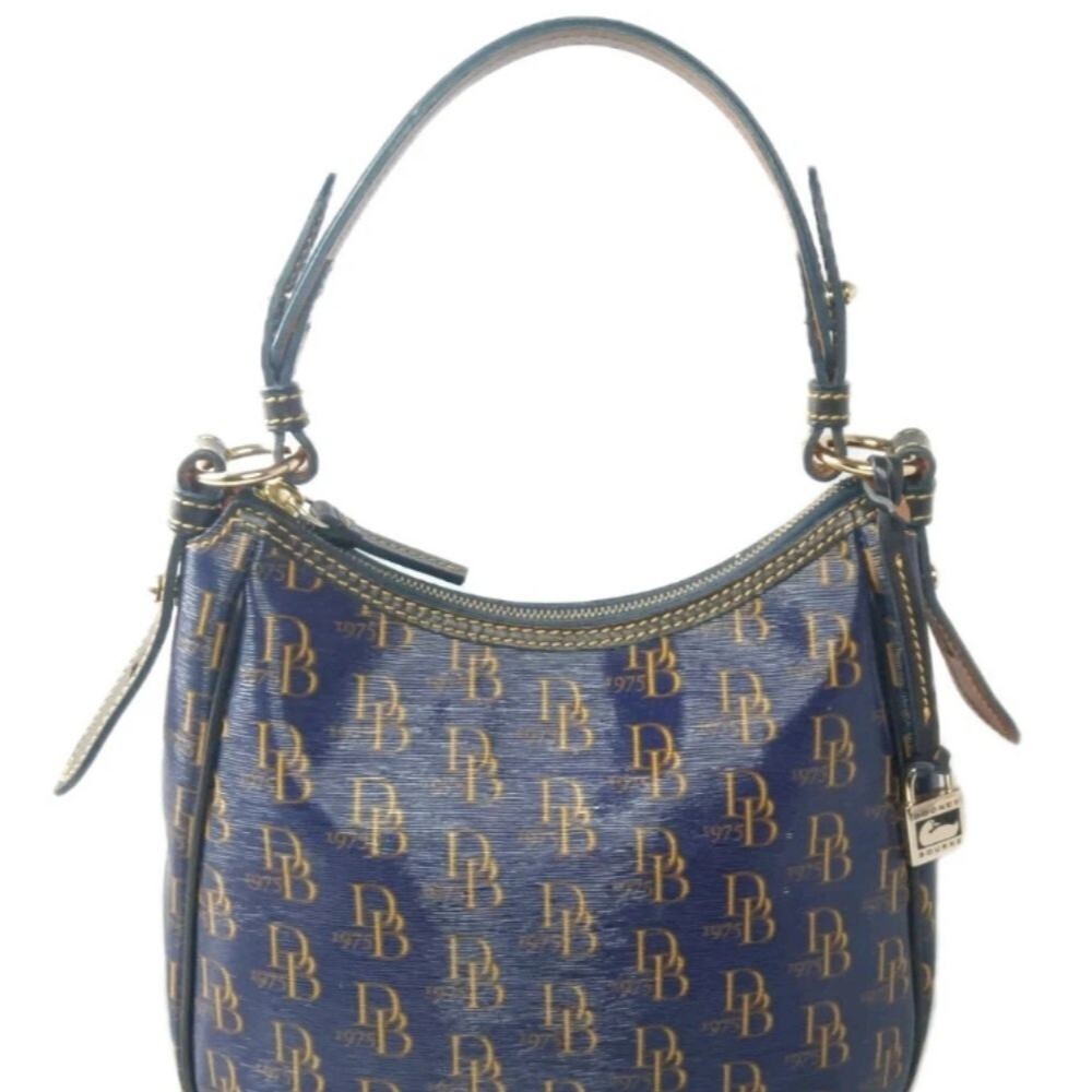 Dooney & Bourke DB75 Signature  Hobo Bag Purple & Brown Shoulder Bag - Picture 2 of 11